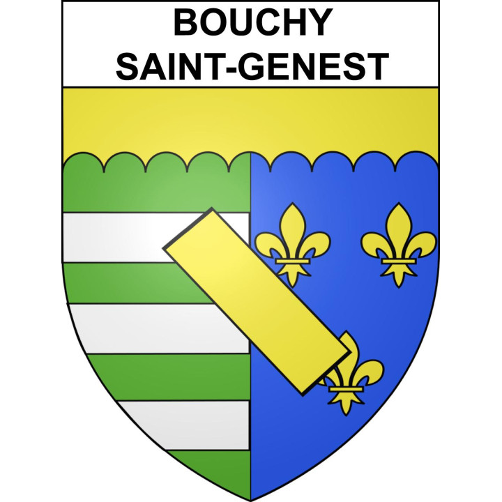 Pegatinas escudo de armas de Bouchy-Saint-Genest adhesivo de la etiqueta engomada