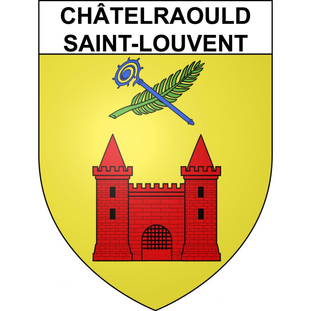 Pegatinas escudo de armas de Châtelraould-Saint-Louvent adhesivo de la etiqueta engomada