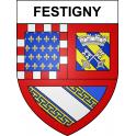 Pegatinas escudo de armas de Festigny adhesivo de la etiqueta engomada