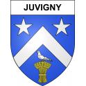 Pegatinas escudo de armas de Juvigny adhesivo de la etiqueta engomada