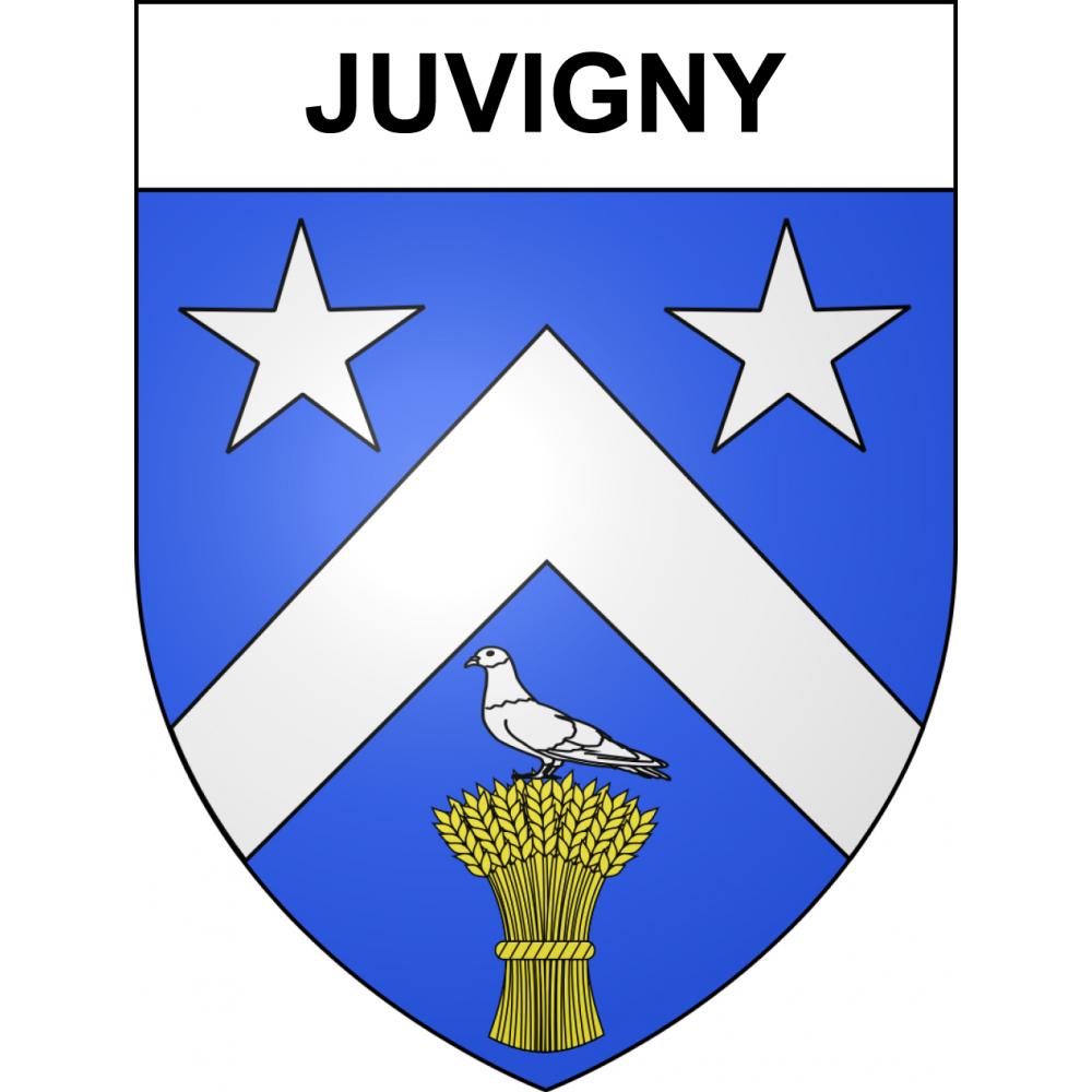 Pegatinas escudo de armas de Juvigny adhesivo de la etiqueta engomada
