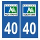 40 Landes autocollant plaque