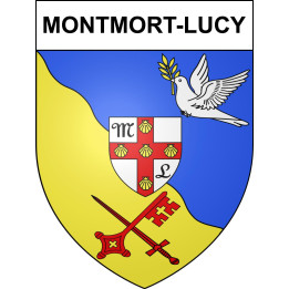Pegatinas escudo de armas de Montmort-Lucy adhesivo de la etiqueta engomada
