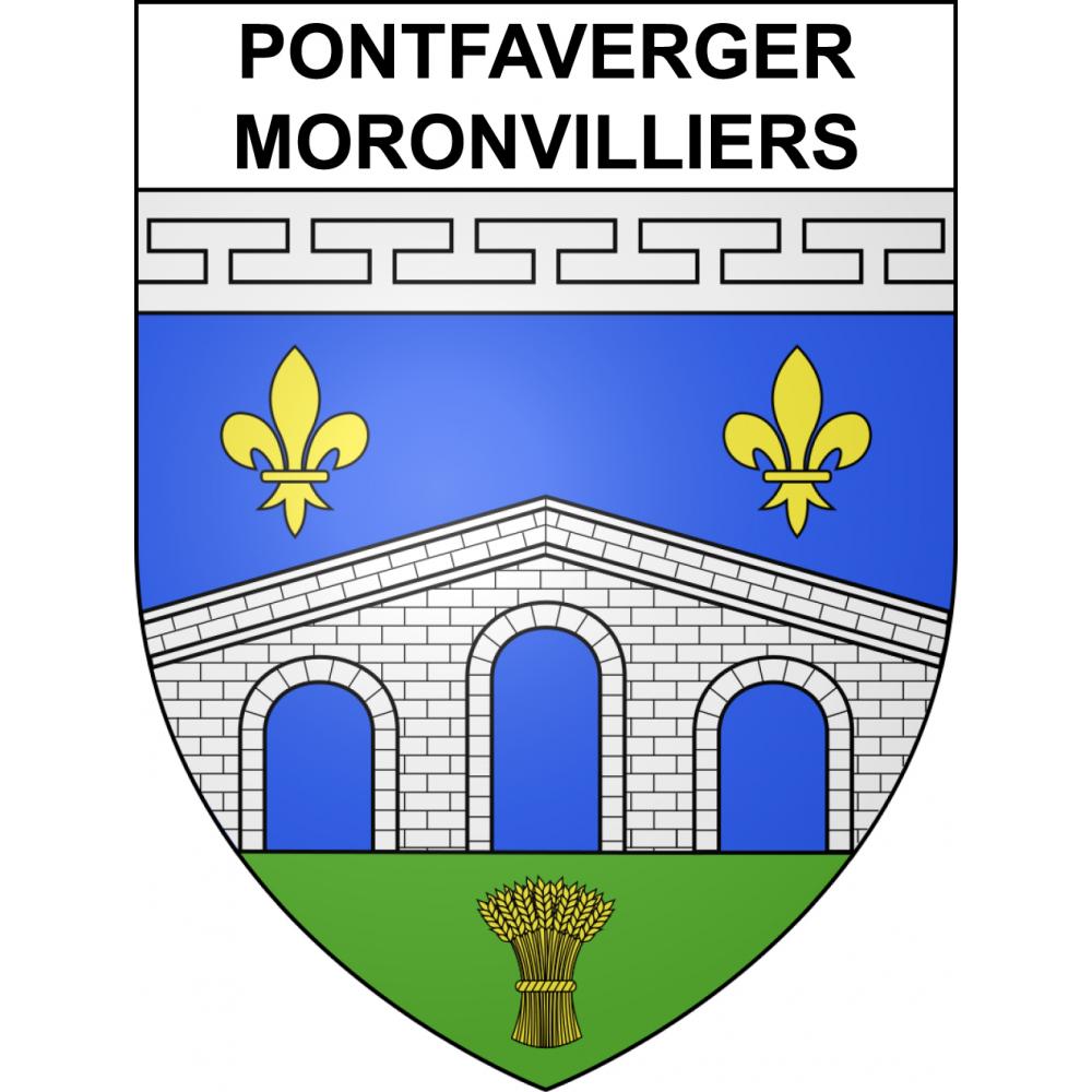 Pegatinas escudo de armas de Pontfaverger-Moronvilliers adhesivo de la etiqueta engomada