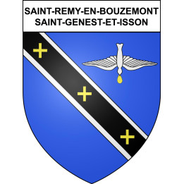 Pegatinas escudo de armas de Saint-Remy-en-Bouzemont-Saint-Genest-et-Isson adhesivo de la etiqueta engomada