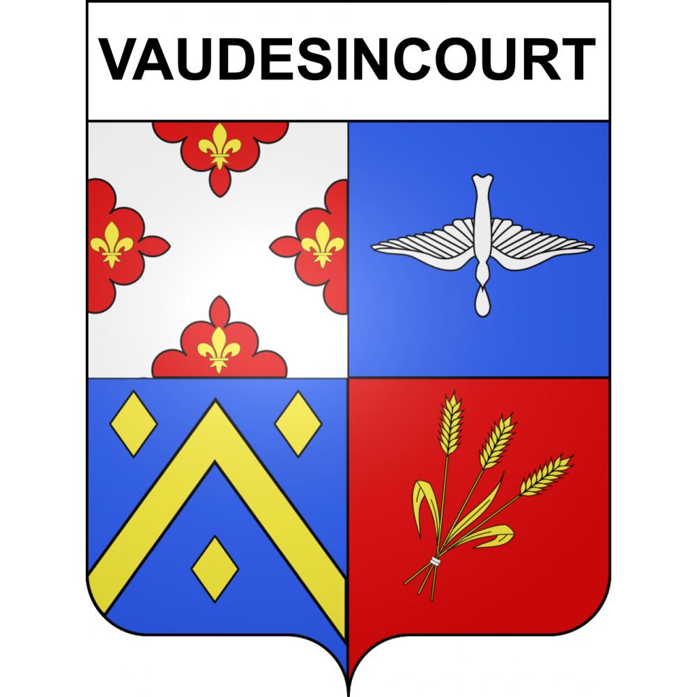 Pegatinas escudo de armas de Vaudesincourt adhesivo de la etiqueta engomada
