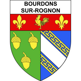 Pegatinas escudo de armas de Bourdons-sur-Rognon adhesivo de la etiqueta engomada