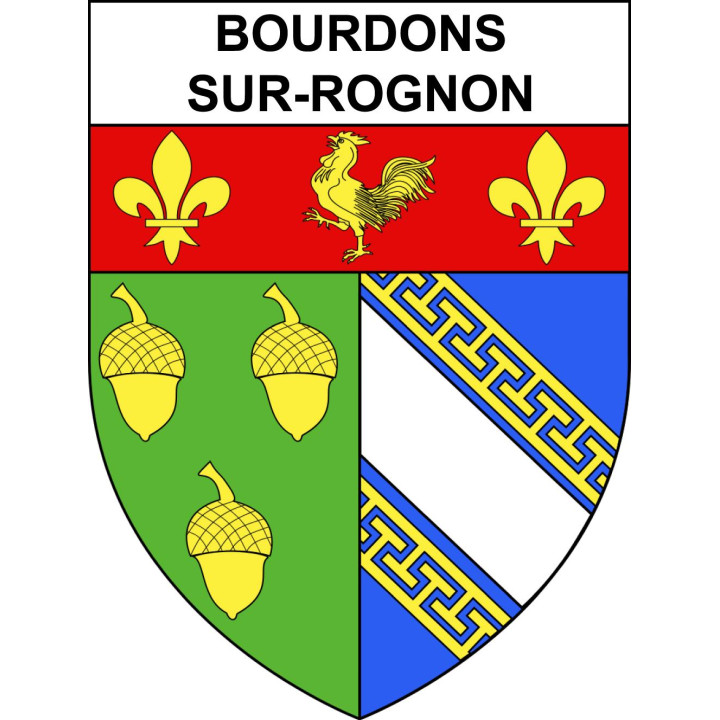 Pegatinas escudo de armas de Bourdons-sur-Rognon adhesivo de la etiqueta engomada