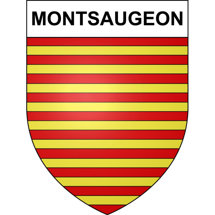 Pegatinas escudo de armas de Montsaugeon adhesivo de la etiqueta engomada