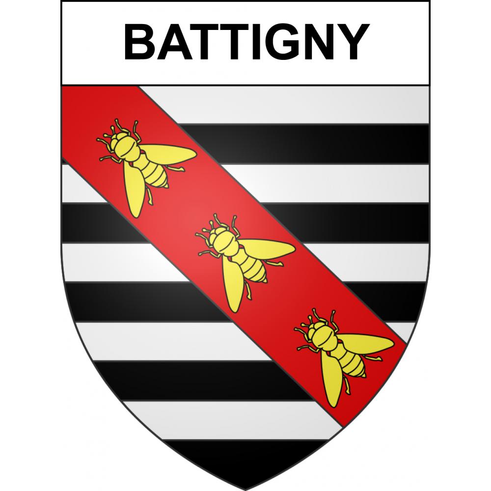 Pegatinas escudo de armas de Battigny adhesivo de la etiqueta engomada