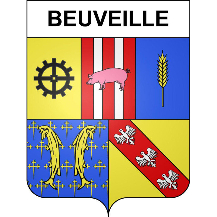 Pegatinas escudo de armas de Beuveille adhesivo de la etiqueta engomada