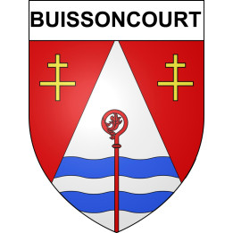 Pegatinas escudo de armas de Buissoncourt adhesivo de la etiqueta engomada