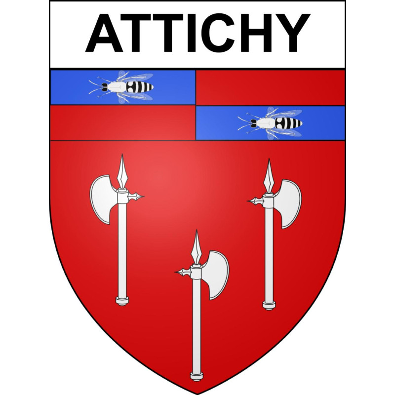 Pegatinas escudo de armas de Attichy adhesivo de la etiqueta engomada