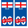 Milan ville sticker numéro au choix autocollant blason Italie city Milano