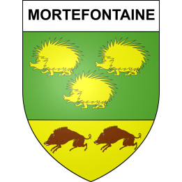 Pegatinas escudo de armas de Mortefontaine adhesivo de la etiqueta engomada