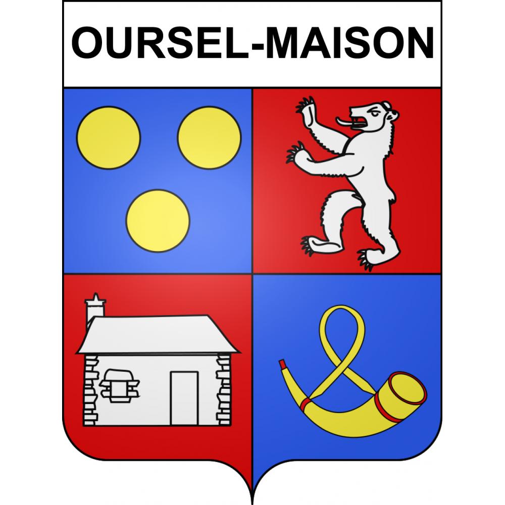 Pegatinas escudo de armas de Oursel-Maison adhesivo de la etiqueta engomada
