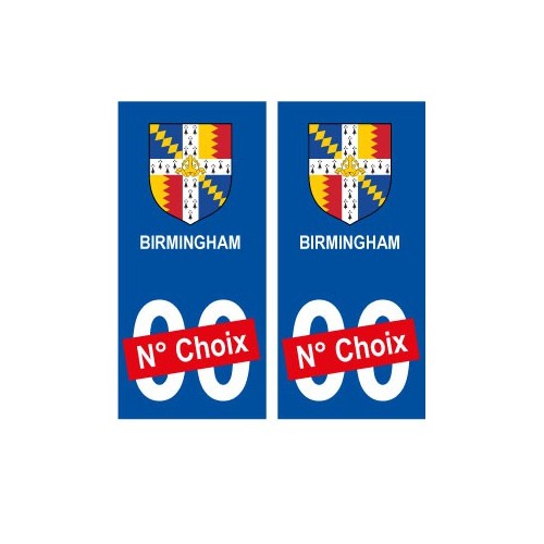 Birmingham ville sticker numéro au choix autocollant blason UK angleterre city