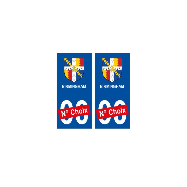 Birmingham ville sticker numéro au choix autocollant blason UK angleterre city