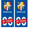 Birmingham ville sticker numéro au choix autocollant blason UK angleterre city