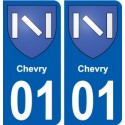 01 Chevry ville autocollant plaque