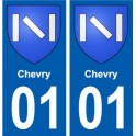 01 Chevry ville autocollant plaque