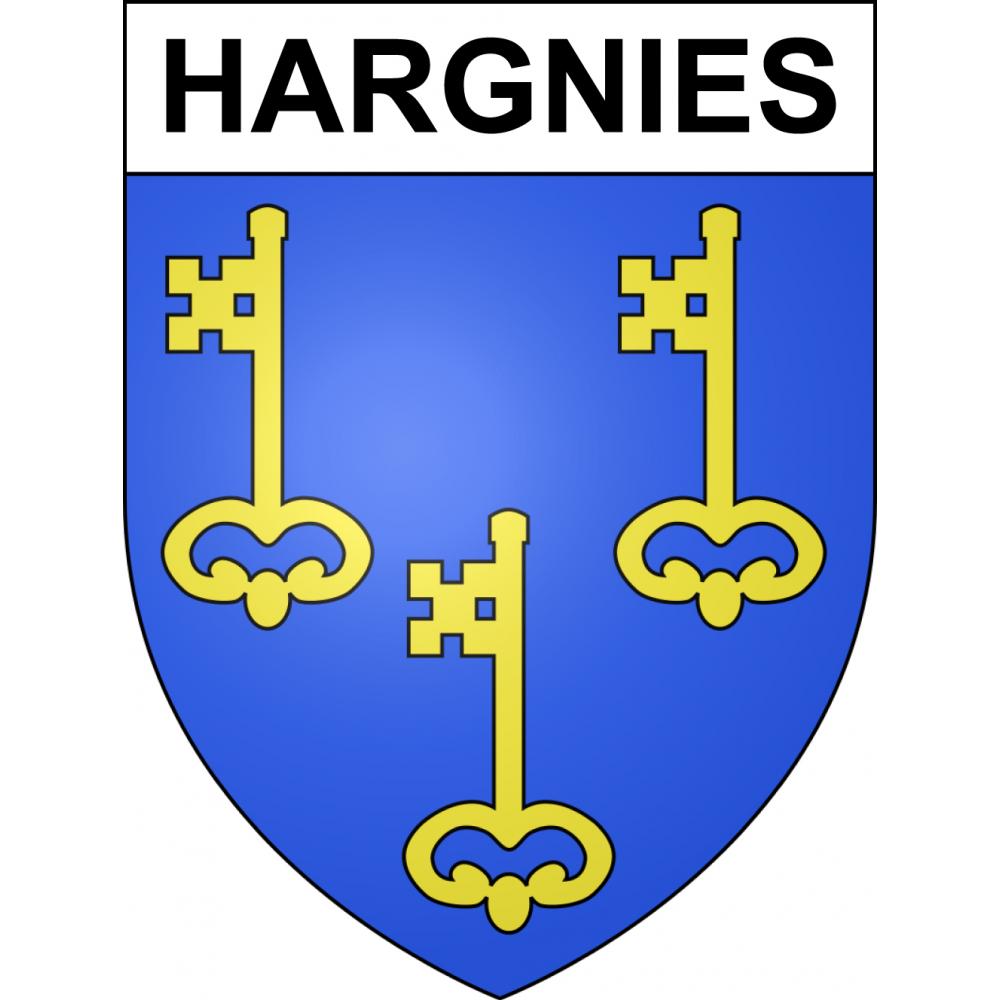 Pegatinas escudo de armas de Hargnies adhesivo de la etiqueta engomada