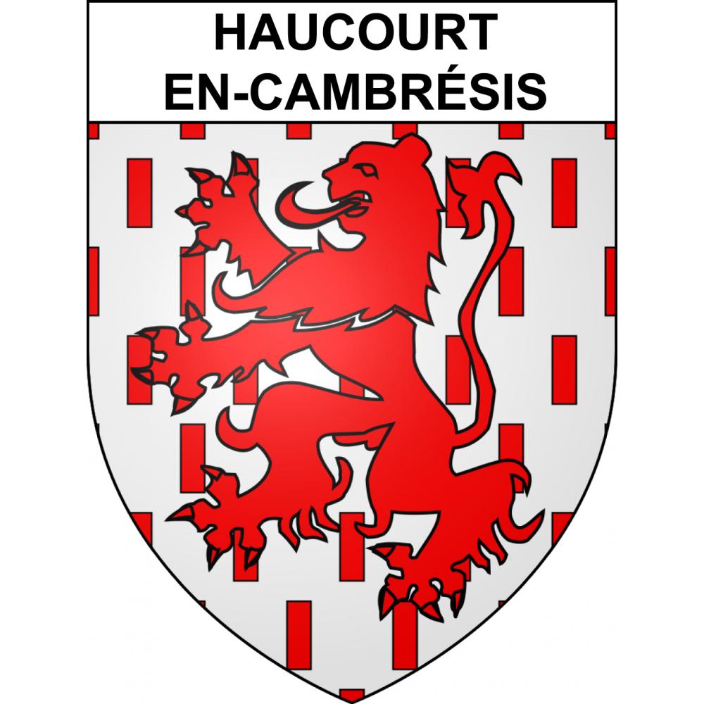 Pegatinas escudo de armas de Haucourt-en-Cambrésis adhesivo de la etiqueta engomada