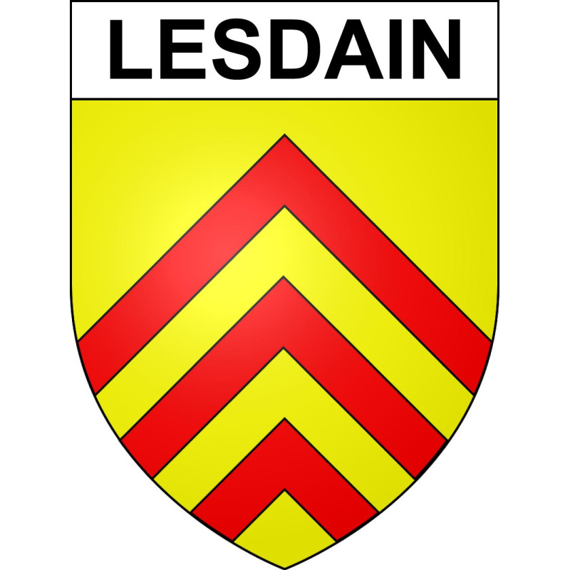 Pegatinas escudo de armas de Lesdain adhesivo de la etiqueta engomada