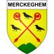 Pegatinas escudo de armas de Merckeghem adhesivo de la etiqueta engomada