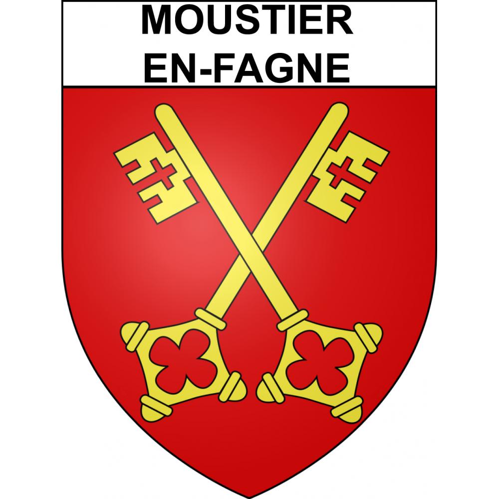 Pegatinas escudo de armas de Moustier-en-Fagne adhesivo de la etiqueta engomada