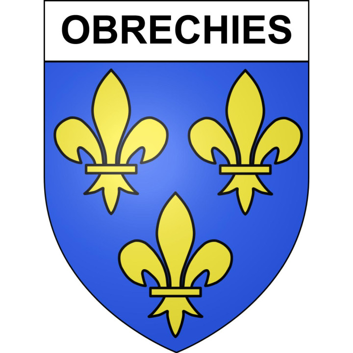 Pegatinas escudo de armas de Obrechies adhesivo de la etiqueta engomada
