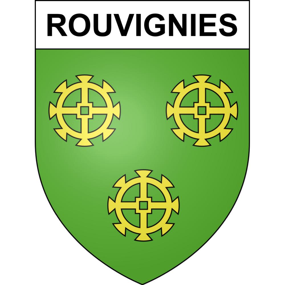 Pegatinas escudo de armas de Rouvignies adhesivo de la etiqueta engomada