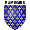 Pegatinas escudo de armas de Rumegies adhesivo de la etiqueta engomada