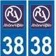 38 Isère autocollant plaque