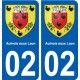 02  Aulnois-sous-Laon ville autocollant plaque sticker