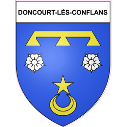 Pegatinas escudo de armas de Doncourt-lès-Conflans adhesivo de la etiqueta engomada