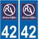 42 Loire autocollant plaque