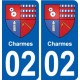 02 Charmes ville autocollant plaque sticker