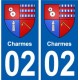 02 Charmes ville autocollant plaque sticker