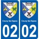 02 Coucy-lès-Eppes ville autocollant plaque sticker
