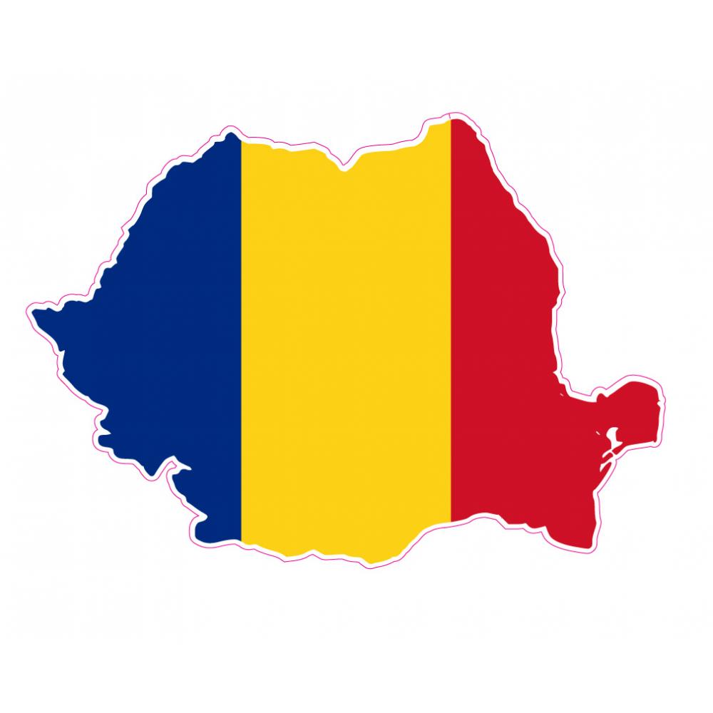 Sticker Flag of Romania Romania sticker flag map