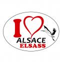 I love Alsace Alsacien Alsasienne blanc et rouge autocollant adhésif sticker logo 277