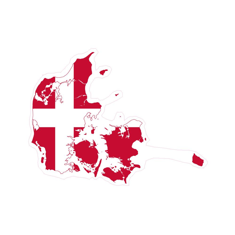 Autocollant Drapeau Denmark Danemark sticker drapeau carte adhésif flag map