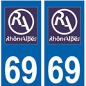 69 Rhône placa etiqueta, nuevo logo