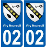 02 Viry-Noureuil ville autocollant plaque sticker