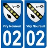 02 Viry-Noureuil ville autocollant plaque sticker
