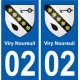 02 Viry-Noureuil ville autocollant plaque sticker