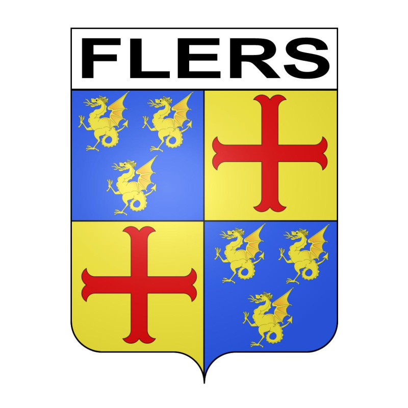 Pegatinas escudo de armas de Flers adhesivo de la etiqueta engomada