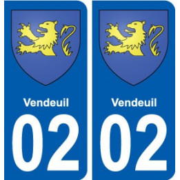 02 Vendeuil ville autocollant plaque sticker