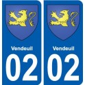 02 Vendeuil ville autocollant plaque sticker
